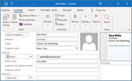 Como adicionar um contato no Email?